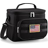 Lifewit Tactical Lunch Box for Men, Insulated Lunch Bag Adult, Heavy Duty Large Lunch Soft Leakproof Cooler Bag for Women with Adjustable Shoulder Strap for Work Camping Fishing, 9L 12Can, Blcak