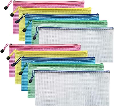 HiChange A6 Document Folder Zipper Bags Extra Thick 10 Pack