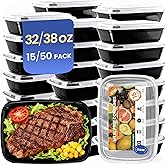 Eco Maicoco 15 Pack 32oz Meal Prep Containers Reusable BPA-Free, Disposable Food Storage Containers with Lids, Leakproof To Go Food Containers Bento Box, Microwave Freezer Dishwasher Safe