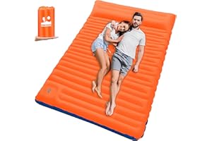 VALEHOWL 10CM Thick Double Camping Sleeping Pad with Internal Straps - R Value 4.0 for 4 Seasons, Durable Waterproof Outdoor 