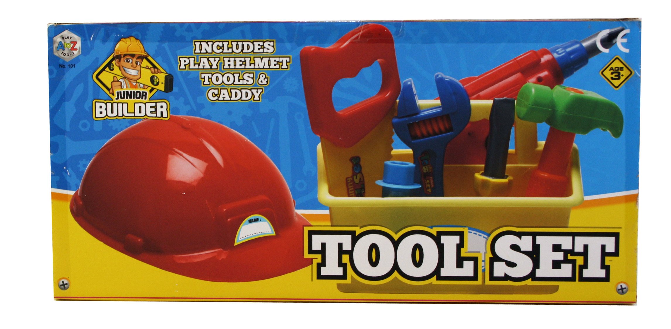 Atoz Junior Builder Kids Tool Set with Hard Hat, Construction Play Tools and Storage Caddy, Age 3+