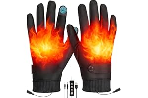 Anpress USB Heated Gloves for Men Women Full Finger Electric Heated Gloves Hand Warmers Waterproof Windproof Thermal Heating 