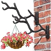 Blulu 2 Pcs 11'' Cast Iron Tree Branch Plant Hangers Decorative Metal Wall Bracket Hooks Wall Heavy Duty Home Storage Rack for Hanging Plants Pots Baskets Lanterns Wind Chimes Outdoor Indoor (Black)