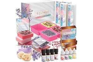 Illumive Soap Making Kit - Glycerin & Shea Butter Soap Base, Soap Molds, Dried Flowers, Fragrances, Dye - DIY Craft Kit for Adults & Kids