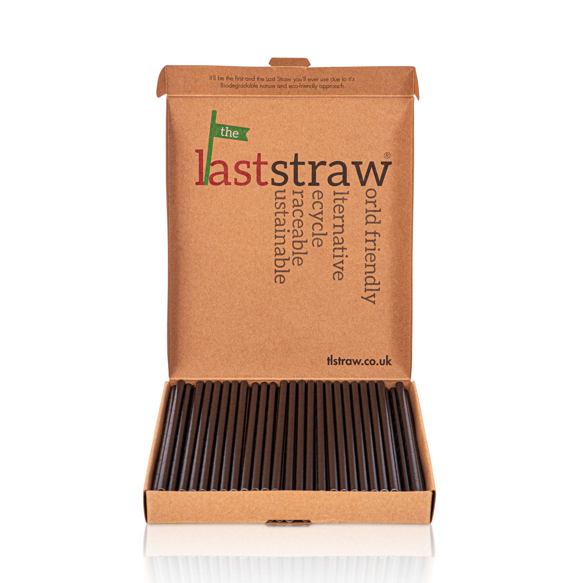 the Last Straw - 100% Biodegradable Paper Drinking Straws (100 Pack)(Plain - Black)