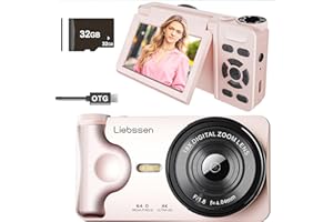 4K Digital Camera 64MP Autofocus 3.0'' 180° Flip Screen Portable for Photo & Vlog Featuring Time Lapse & Slow Motion & 20 Fil