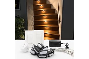 JOVXIAZ Stair Step LED Light Kit JOV-0816 for Indoor Stairs Lighting – Self-Powered Wireless Panel Switch Control (Warm White 3000K, 16 Stairs)