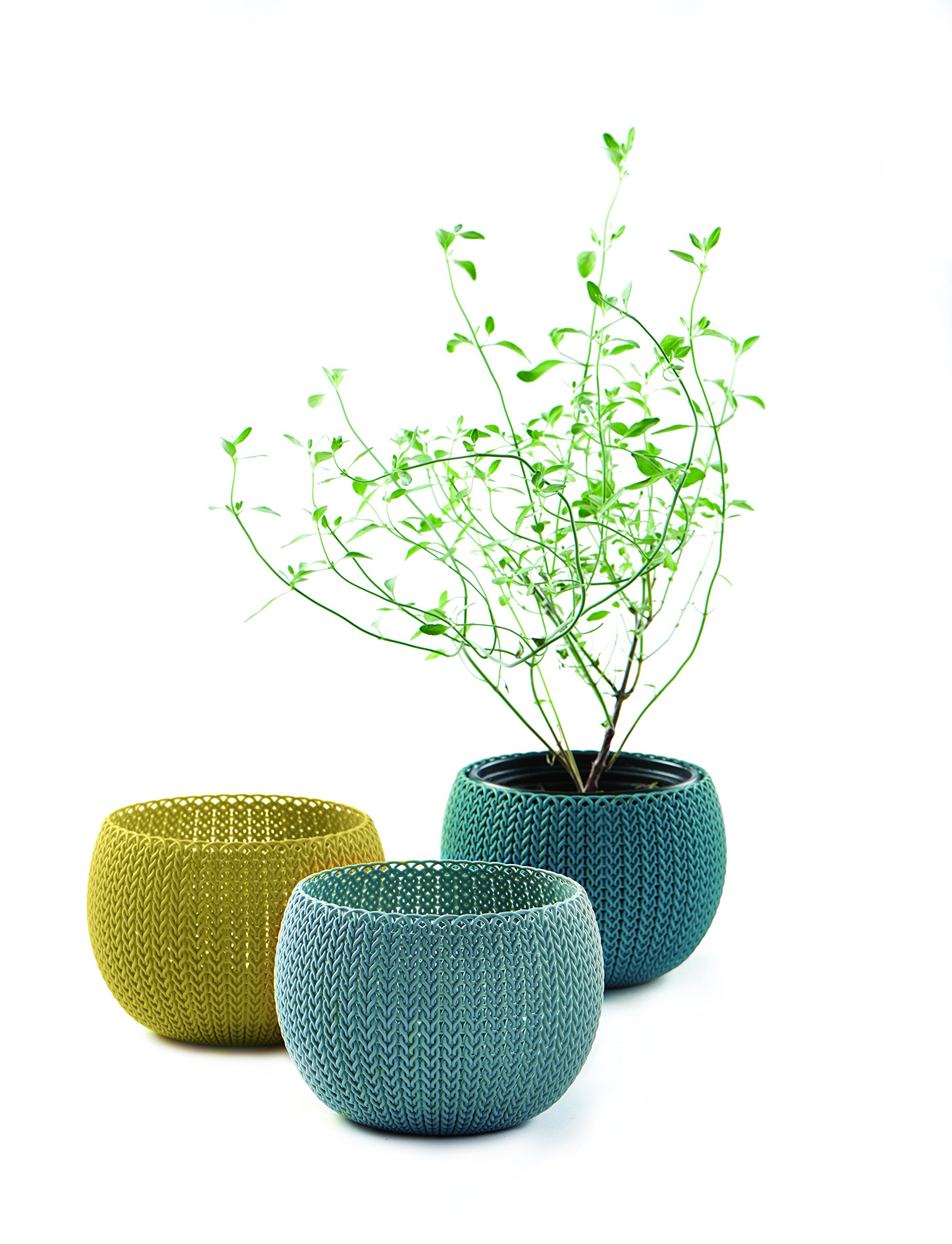 Keter Knit Cozies Trio Set of Planters - Blue