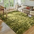 Softlife Area Rug for Bedroom, 4x6 Feet Plush Fluffy Rug for Living Room, Tie-Dyed Green Shag Rug for Aesthetic Christmas Room Decor, Ultra Soft Modern Fuzzy Faux Fur Carpet for Kids Nursery Room Dorm