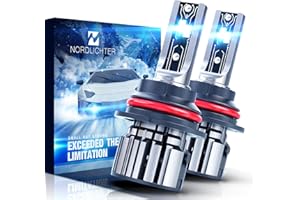 N NORDLICHTER 9007 Bulbs, 600% Brightness 6500K Xenon White Extremely Super Bright Plug & Play 9007 HB5 Fog Light with Cooling Fan (Pack of 2)