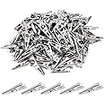 100PCS 1.06IN / 27mm Mini Metal Alligator Clips, Crocodile Clamps Silver Tone Nickel Plated Test Line Spring Clamps, Crocodile Clips for Laboratory Electric Testing Work and Cable Lead Clip