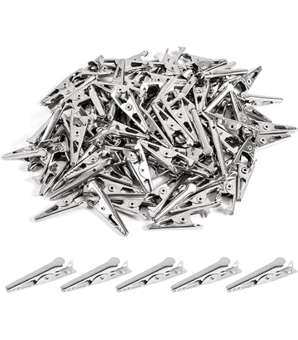 Iexcell 100 Pcs 1.4\"/35 Steel Alligator Clips Crocodile Claps, Silver Tone Nickel Plated...
