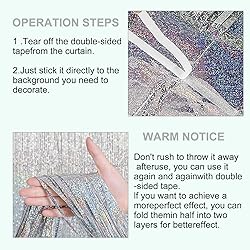 2 Pack 3.2 ft x 9.8 ft bling Silvery Tinsel Curtain