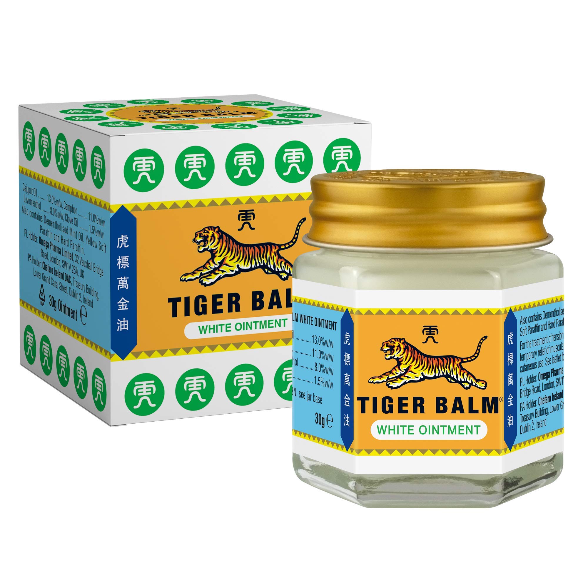Tiger Balm White Ointment (30g), Effective Herbal Pain Relief, for Muscle Pain, Aches & Tension Headaches in Adults