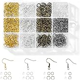 Nkwuire 4 Colors Earring Hooks, 890 Pcs Earring Making Supplies Kit with Hypoallergenic Ear Wires Hooks, Open Jump Rings and Earring Backs for Jewelry Making Findings