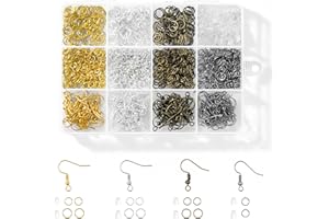 Nkwuire 4 Colors Earring Hooks, 890 Pcs Earring Making Supplies Kit with Hypoallergenic Ear Wires Hooks, Open Jump Rings and Earring Backs for Jewelry Making Findings