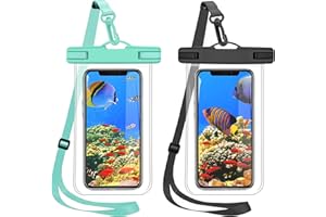 SHANSHUI Waterproof Phone Pouch, 2 PCS Universal Waterproof Phone Case Holder Dry Bag for Travel Vacation Snorkeling Compatible for iPhone 14 Pro max and Almost All Smartphones - Black & Green