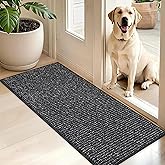 BEQHAUSE Dirt Trapper Door Mat 20" x 48", Non-Slip Washable Doormats Entrance Mat, Dirt Resistant and Absorbent Welcome Mat, Low Profile Floor Mats for Front Back Door and Entryway, Charcoal