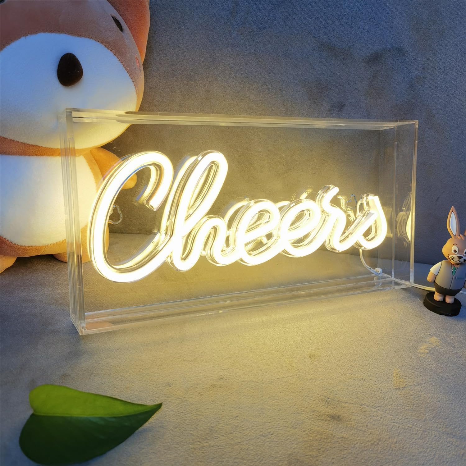Cheers LED Neon Art Light Box for Table & Wall Decor, Bar, Pub, Bachelorette Party - USB Powered, 11.8x5.9x1.85 Inches (Warm White)