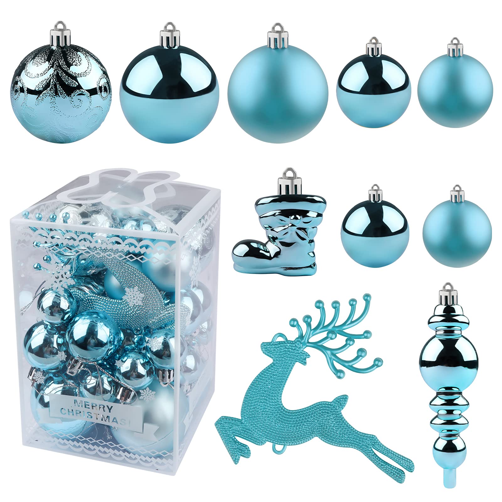 Kalolary 30PCS Christmas Ball Ornament, Shatterproof Christmas Decorations Tree Balls Hanging Ball for Xmas Wedding Party Festival Decorations(Blue)
