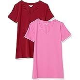 Amazon Essentials Women's Regular-Fit Short-Sleeve T-Shirt (Crewneck and V-Neck Options), Multipacks
