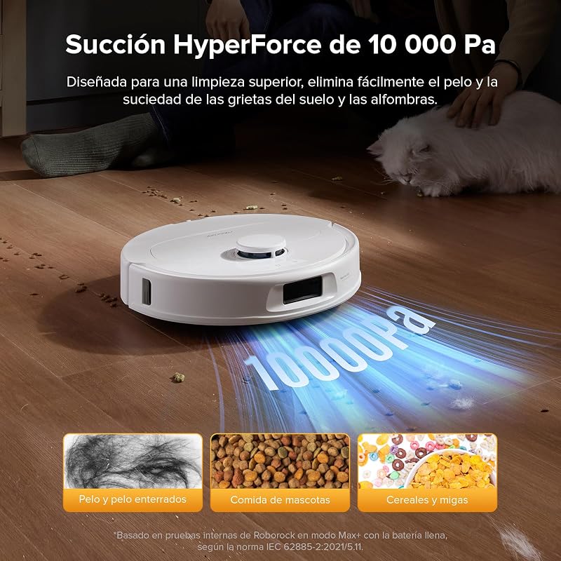 roborock QV 35S set Robot Vacuum Cleaner, 10000 Pa HyperForce Suction with Multifunctional Base, Double Anti-tangle Brushes, 2 10 mm Automatic Lift Rotating Mops, auto-limpeza e secagem, Branco