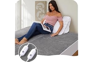 Ladung Heated Mattress Pad King Size 78''x80'',10 Hours Auto-Off, 5 Heating Levels, Warming Bed, Soft and Cozy Coral Fleece Electric Mattress Pad, Grey