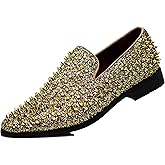 SPK70 Men's Vintage Spike Dress Loafers Slip On Fashion Shoes Classic Tuxedo Dress Shoes