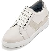 CALTO Men's Invisible Height Increasing Elevator Shoes - Off White Lightweight Leather Lace-up Fashion Sneakers - 3 Inches Taller - K1531 - Size 9 D(M) US