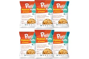 P-NUFF Pnuff Crunch Peanut Butter Puffs - Healthy Snacks, Low Calorie Snacks, Gluten Free Snacks, Vegan, High Protein, Keto, Office Snacks, Low Sugar, as Seen on Shark Tank - Original, 4 Oz Bag (Pack of 6)