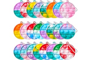TOANWOD 24PCS Pop Fidget Toys Party Favors for Kids: Goodie Bags Stuffers Stocking Stuffers - Bulk Pop Keychain Carnival Treasure Prizes - Mini Toys Treasure Box for Kids Classroom