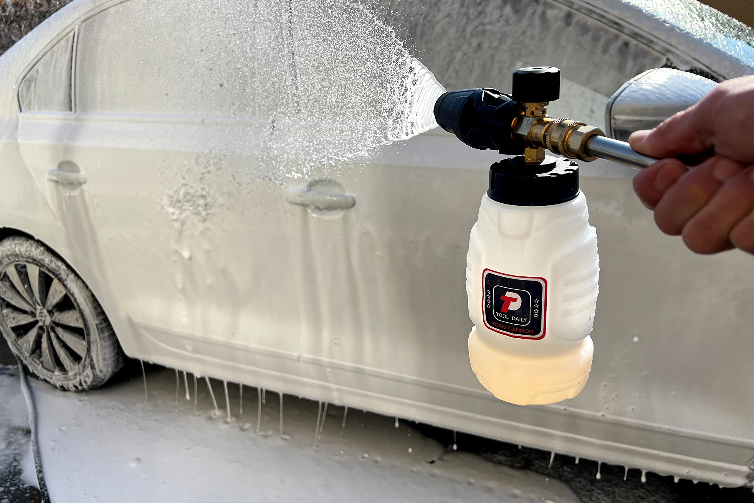 Tool Daily Foam Cannon, 1/4 Inch Quick Connect, Power Washer Foam Cannon with 5 Pressure Washer Nozzles,1 Liter