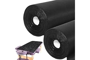 Buryeah 2 Rolls 100 Pcs Disposable Massage Table Paper Roll 32" x 71" Spa Bed Sheets Non-woven Exam Table Sheets Paper Covers for Massage Spa Beauty Salon Waxing Exam(Black)