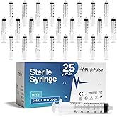 50 ml Syringe without Needle - 25 Pack of Individually Wrapped Disposable Syringes - Good for Medical, Scientific Lab, Home U