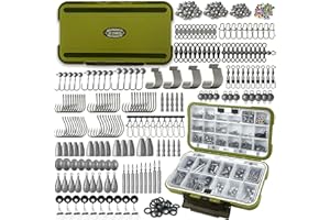 Vipfish Fishing Accessories Kit, 264/423PCS Fishing Tackle Box with Hooks, Weights, Sinkers for Bass Trout, Gifts for Men,Kids