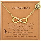 Mikovivi Sport Necklace for Woman & Man, Gold Sport Theme Pendant Necklace with Card Dainty Ball Jewelry for Fans Players