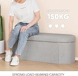 Bonlife Folding Ottoman Storage Bench Boucle Grey 100L 110x38x38cm view 4