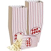 Movie Night Popcorn Boxes for Party (40 Pack) - Paper Popcorn Bucket - Red and White Popcorn Bags, Movie Theater Décor Popcor