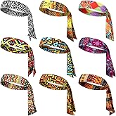 Stylish African Print Head Tie and Headbands: 9 Pieces Soft Long Unisex Adjustable Headwraps, Hair Athletic Bands for Running, Tennis, and Sports