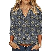 LOMON 3/4 Length Sleeve Womens Tops Pleated Puff Sleeve V Neck Work Blouses for Women Dressy Casual Spring Summer Clothes