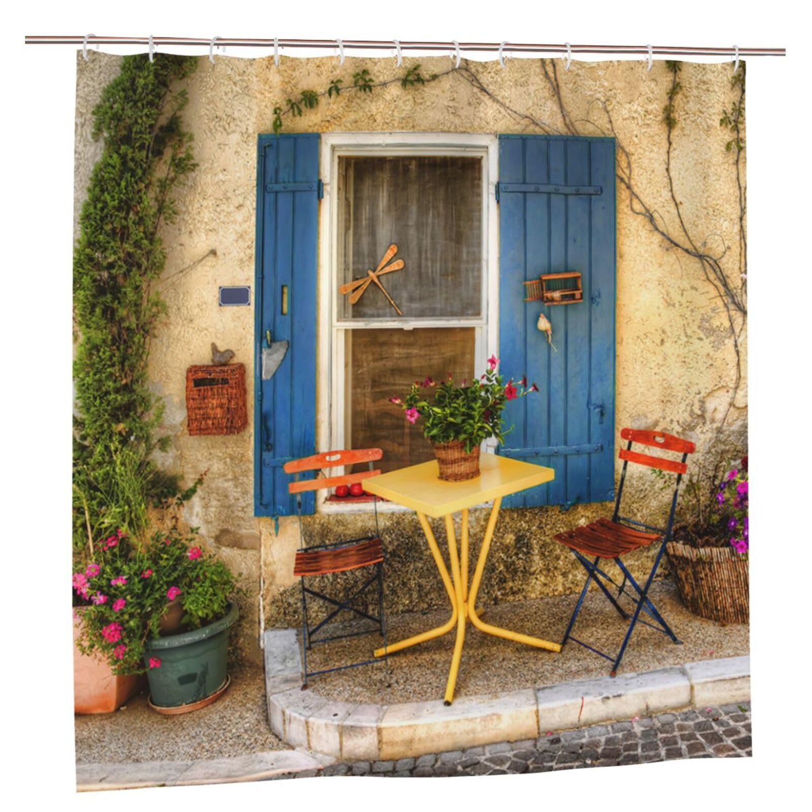 Newhomestyle 3D Garden View Bath Shower Curtain, Beautiful Flowers Garden Decoration, Quick-Drying Waterproof Polyester Shower Curtain, Bathroom Decor with 12 Hooks, 180X180cm/ 71X71 in — image 1