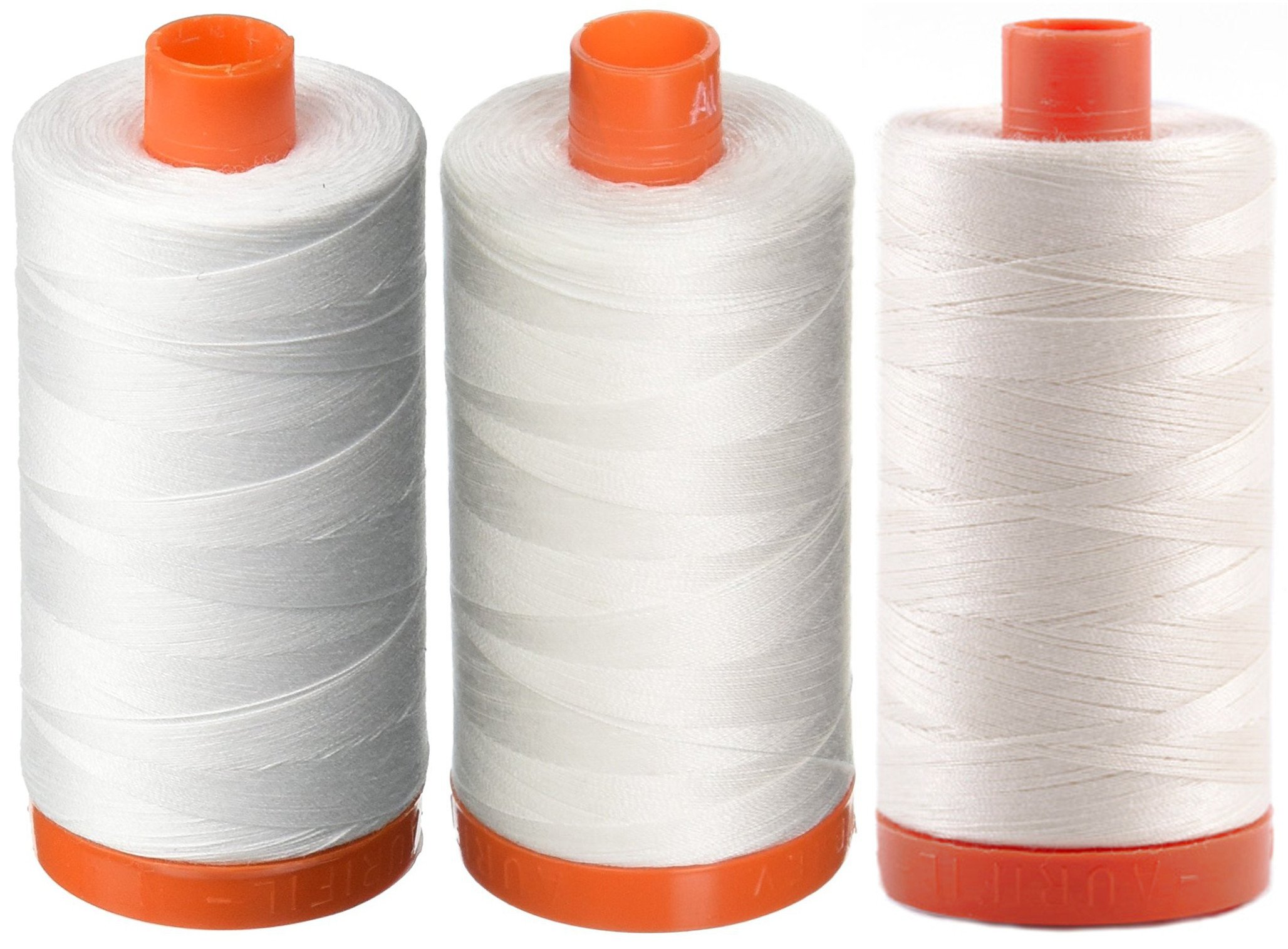 3-Pack - Aurifil 50WT - White + Natural White + Chalk, Solid - Mako Cotton Thread - 1422Yds Each — image 1