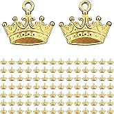 pson 100PCS Crown Charms Pendants, Vintage Mini Queen Crown Connector with Crystal Rhinestones, 3D Royal Tiara Charm for DIY Jewelry Making, Necklace Bracelet Craft