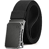 CHAOREN Mens Ratchet Belt - 1.5" Stretch Nylon Belts for Casual, Work, Golf | Quick Release Slide Buckle, Micro Adjustable Fit, Elastic Belt for Everyday Wear, Trim to Fit