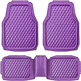 CAR PASS Heavy Duty Rubber Car Mats, Deep Dish All-Weather Floor Mat for Car Full Set Durable Anti-Slip 3D Rhombus Waterproof Trim to Fit Liner Universal Fit Automotive,Sedan,SUV,Truck, 3 Pcs Purple