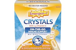 Emergen-C Crystals, On-the-Go Emergen-C Immune Support Supplement with Vitamin C, B Vitamins, Zinc and Manganese, Orange Vitality - 56 Stick Packs