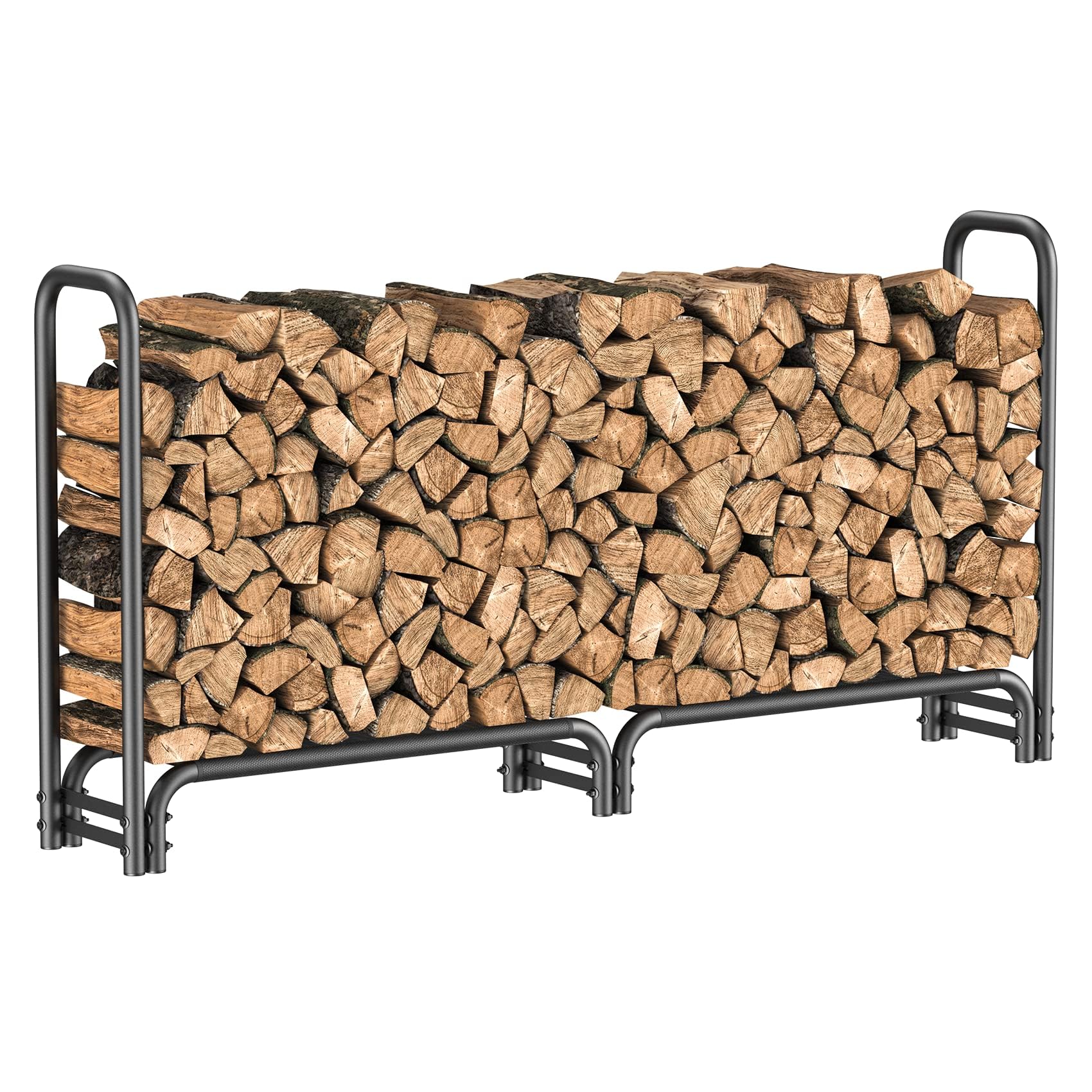 Photo 1 of ***POSSIBLY FOR PARTS/ MISSING ASSEMBLY PIECE(S)**** Mr IRONSTONE 8FT Firewood Rack Outdoor with Fabric Mesh for Storing Logs of Various Size, Heavy Duty Fire Wood Racks Holds Up to 4000LBS, Fireplace Log Holder Wood Pile Storage Stacker Organizer