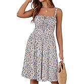 YATHON Summer Mini Corset Sun Dress for Women Short Casual Square Neck Lace Up Floral Beach Vacation Dresses with Pockets