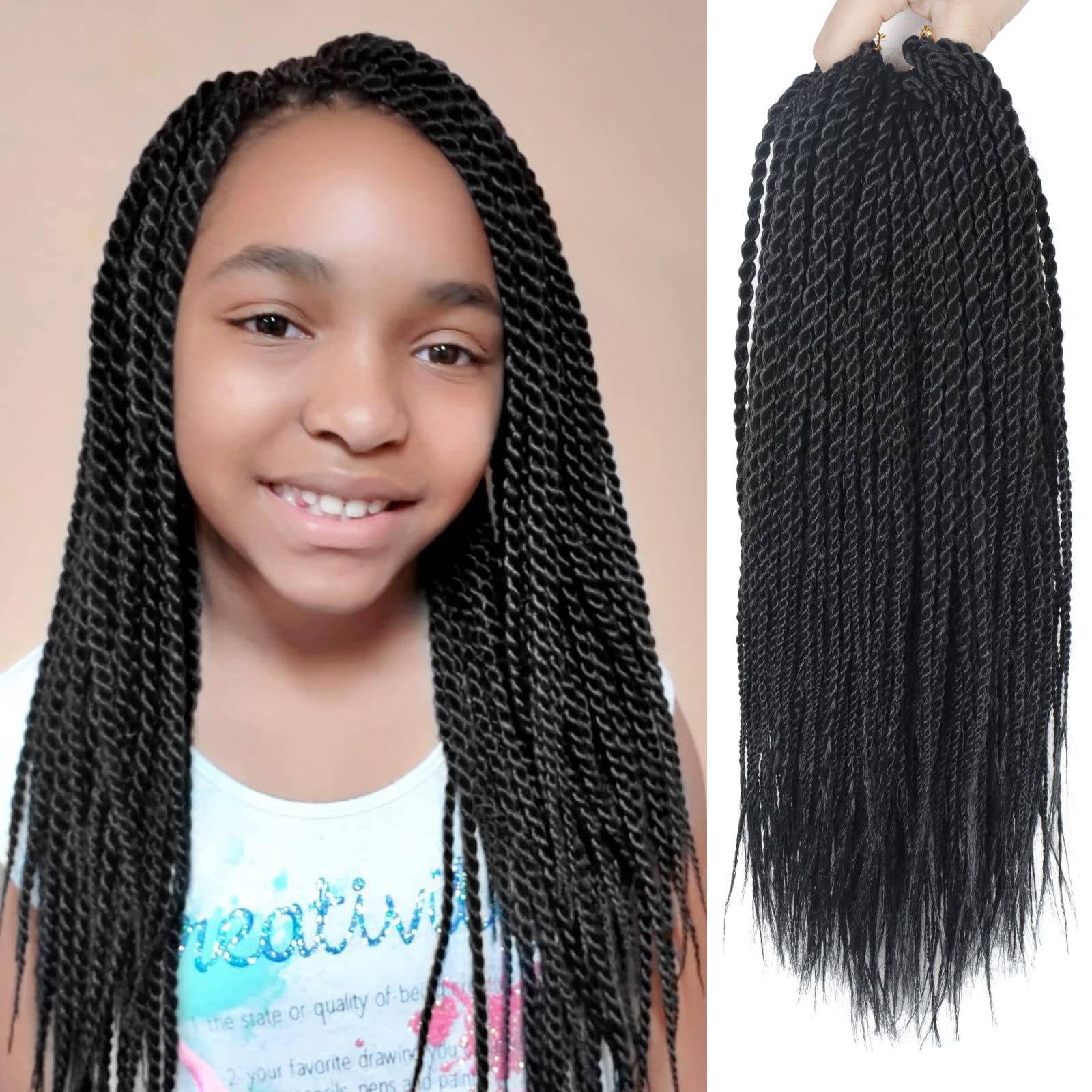 Photo 1 of NAYOO Senegalese Twist Crochet Hair for Kids - 8 Packs 14 Inch Small Crochet Hair for Black Women, 30 Strands/Pack Black Crochet Braids Hair, Crochet Twist Hair Hot Water Setting(14 Inch, 1B)