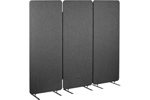 VIVO Freestanding 72 x 66 inch Privacy Panel, Cubicle Divider, Acoustic Wall Partition, x3 24 inch Panels, Dark Gray, PP-3-T072D